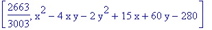 [2663/3003, x^2-4*x*y-2*y^2+15*x+60*y-280]